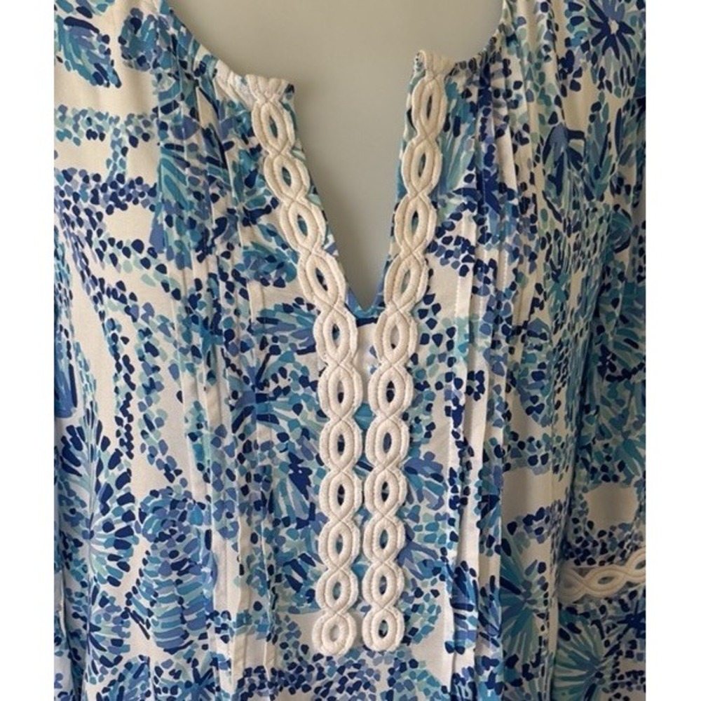 Lilly Pulitzer Hollie Tunic Blouse Womens Medium Blue - Picture 8 of 11